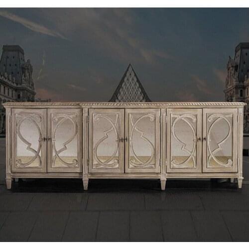 Antique wooden European Living Room Locker wine Cabinet console buffet for Sale xqd004