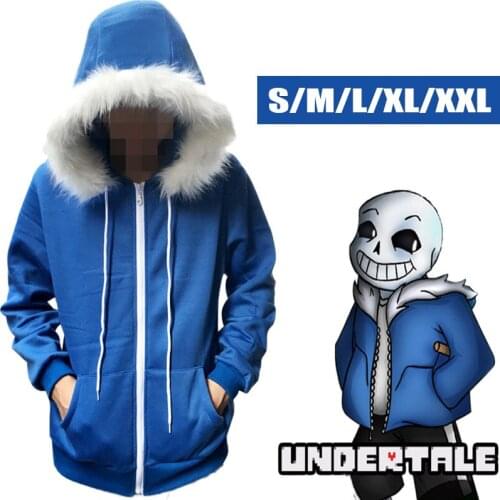 Undertale Sans Cosplay Hoodies Latex Mask COOL SKELETON Cos Blue Coat Halloween Cosplay Costume Unisex Jacket Headgear