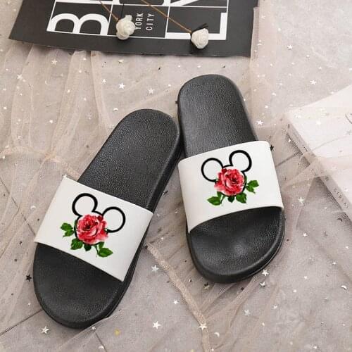 Korean version Cute Mouse head Cartoon Printed women shoes Harajuku Summer slippers for women zapatillas mujer