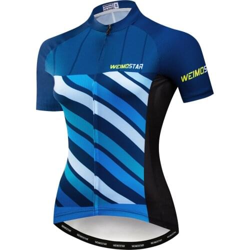 Cycling Jersey Women Bike Top Shirt Short Sleeve MTB mountain Ropa Maillot Ciclismo road Racing Bicycle Clothes female wear Blue
