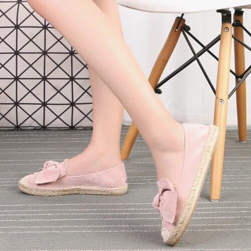 Luxury velvet shoes woman bow-tied flat moccasins brief fisherman shoes brand summer round toe loafers cane weave soled footwear