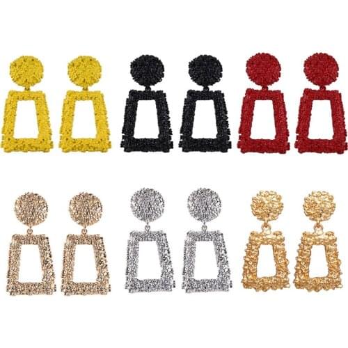 Fashion Jewelry Metal Geometric Drop Earrings For Women Vintage Big Earring Gold Silver Color Long Dangle Earrings Party Gift