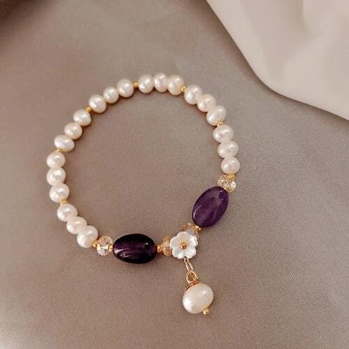 Korea Sweet Pearl Crystal Bracelet Female Ins Niche Design Green Aventurine Strawberry Crystal Beaded Bracelet For Lady