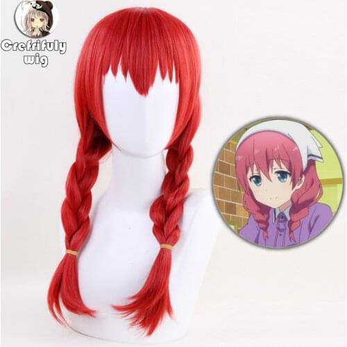50cm Cosplay Wig Amano Miu Off Blend S Red Braids Hair Anime Woman Costume Wig Peruca + Free Wig Cap