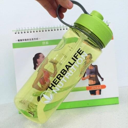 1L/1000ml Classic and New design Green Herbalife nutrition sports space straw water bottle with lid scale mark