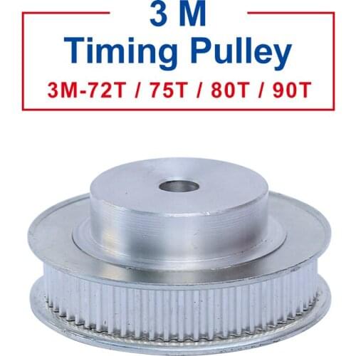 1 piece Pulley 3M-72T/75T/80T/90T Slot Width 11 mm pulley wheel rough hole 10 mm Aluminum Material For Width 10mm 3M-Timing Belt
