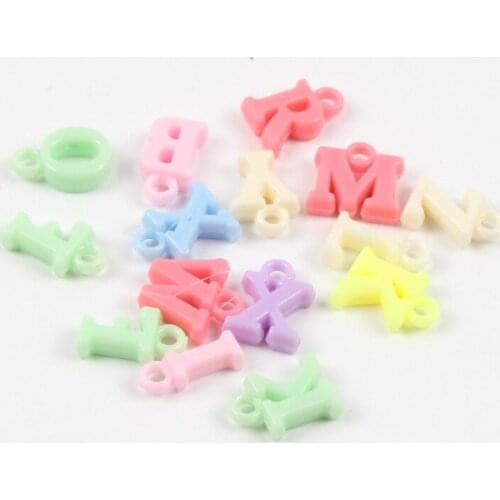 100Pcs/Lot Hanging Hole Acrylic Beads Candy Color Letters Beads For Jewelry Making Kids DIY Bracelet Necklace Accessories