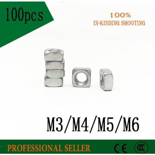 100pcs M3 M4 M5 M6 nut High Quality 304 /201 /316 Stainless Steel A2-70 Grade 4.8 Square Nuts