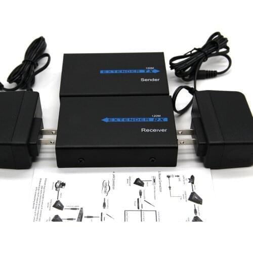 1080P HDMI-compatible Extender 120m over TCP/IP Cat5e/6 Ethernet Cable HDMI-compatible Infrared Transmitter/ Receiver WIth IR
