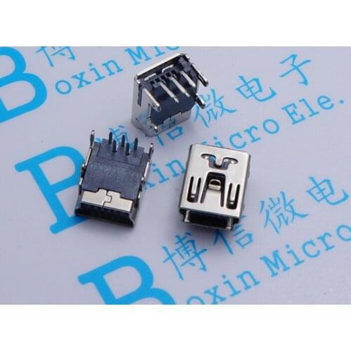 150pcs 4 positioning pins Mini 5P USB interface MINI 5P socket 90 degrees flapper 4 positioning feet