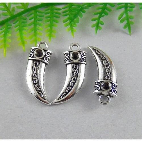 20pcs Vintage Alloy Silver Color Ivory Shape Man Top Necklace Pendant Jewelry Fine Charms 22*9mm Handmade Crafts Gift 51449