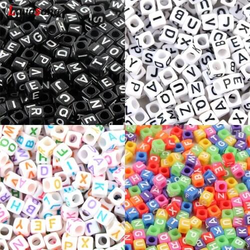 200pcs 6mm Mixed Square Acrylic Letter Beads random Alphabet Spacer Beads For Jewelry Making Diy Necklace Bracelet