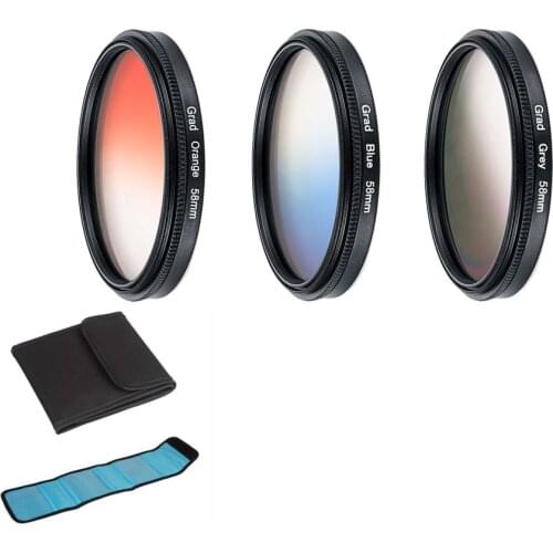 3 pcs/set Orange + Blue + Gray Round Gradient Filter for Nikon Canon EOS 7D 5D 6D 50D 60D 600D d5200 d3300 d3200
