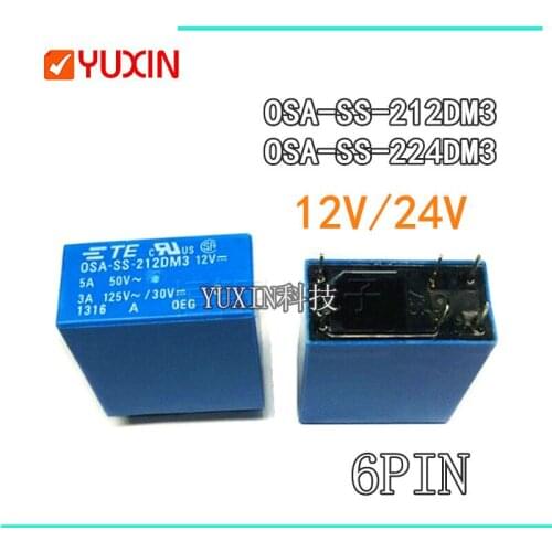 5PCS/LOT 100%NEW Power Relay OSA-SS-212DM3 12VDC OSA-SS-224DM3 24V OSA SS 212DM3 OSA SS 224DM3 24VDC DIP6 3A 12VDC