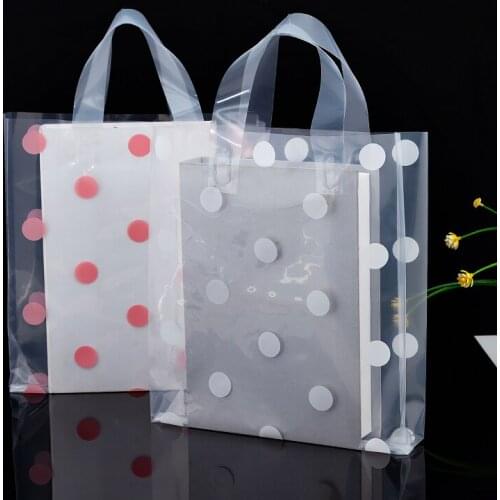 50pcs/lot Large Polka dot white red Packaging Bag Thick Boutique Gift Clothing Plastic Bag Clear Personalized Dot Bag