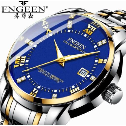 Mens Watch Waterproof Luminous Fine Steel Strip Mens Watch Student Sports Timing Calendar Fashion Multi-Function Quartz Watch