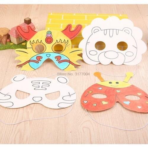 DHL 1000pcs Cartoon Animal Painting Mask DIY Color Kindergarten Graffiti Art Crafts Toys Creative Drawing Toys
