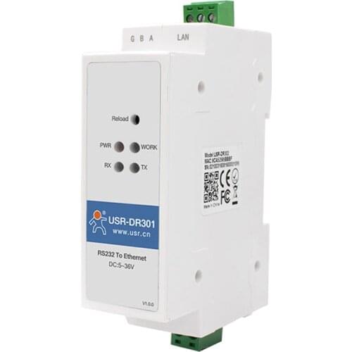 DIN-rail RS232 Serial To Ethernet Converter Tiny Size Networking Transmission Server Device Support Modbus RTU To TCP Gateway