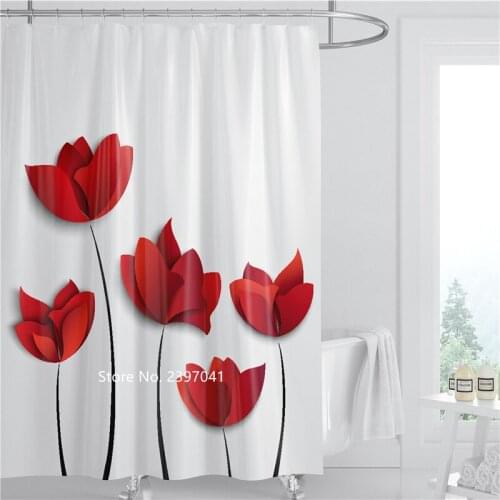 Home Decorative Bouquet Shower Curtain Washable Shower Partition Curtain Waterproof and Mildew Resistant Hanger Valentine Gift