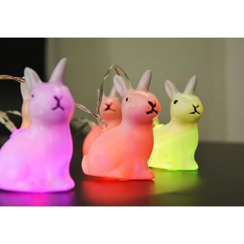 FunPa 5.41Ft Bunny Shaped 10 LED String Ester Lights Battery Powered Decorative Lights With Clear Cord For Easter