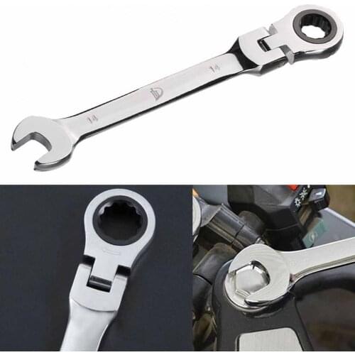 8-19mm Ratchet Handle Wrench Compact Adjustable Head 180-degree Box End Wrench 72-tooth Ratchet Spanner for Car Bike Disassembly