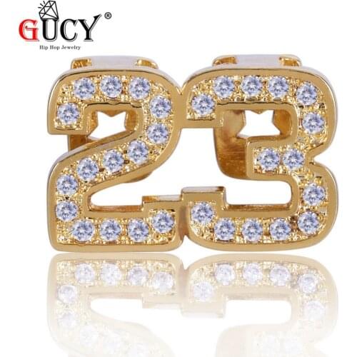 GUCY New Hip Hop Teeth Grillz All Iced Out Micro Pave CZ NO. 23 Bottom Teeth Grills With Silicone For Christmas Gift