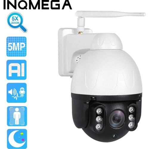 INQMEGA Wifi IP 5MP PTZ Camera 5X Digital Zoom Auto Tracking AI Human Detection Surveillance camera Night Vision CCTV Security