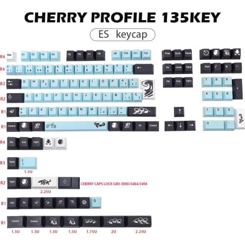 GMK-KEY Mizu pbt Keycap Cherry Profile Dye Subb Keycaps For Mx Switches dz60 gk61 64 68 75 87 96 108 Spain Layout iso Key Cap