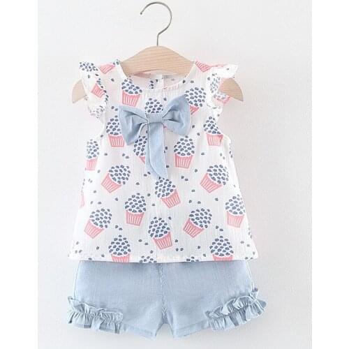 Children Clothing Set 2021 Fashion Girls Summer Clothes Bow Sleeveless Top+Short Pants 2PCS Infant Kids Outfits Toddler Clothes