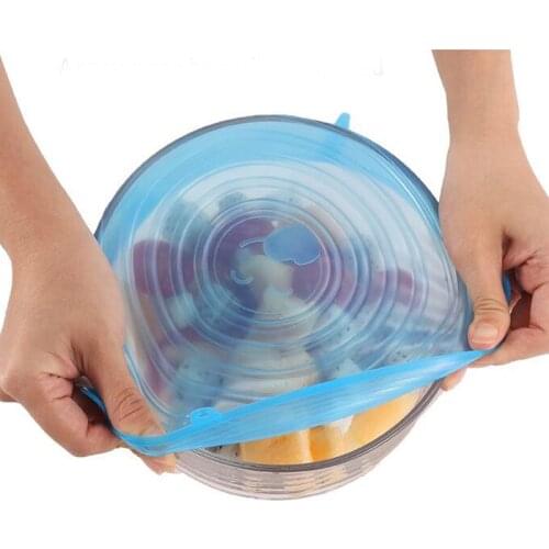 6 Pieces Food Grade Lid for Airtight Container Versatile Bowl Lid Seal Household Plastic Wrap Multi-functional Insurance Tensile