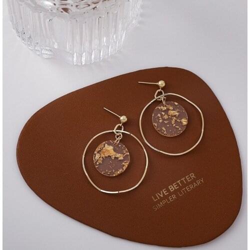 South Korea Fashion Big Circle Earrings Geometric Sequin Disc Circle Ring Earrings Temperament Exaggerated Round Female Jewelry