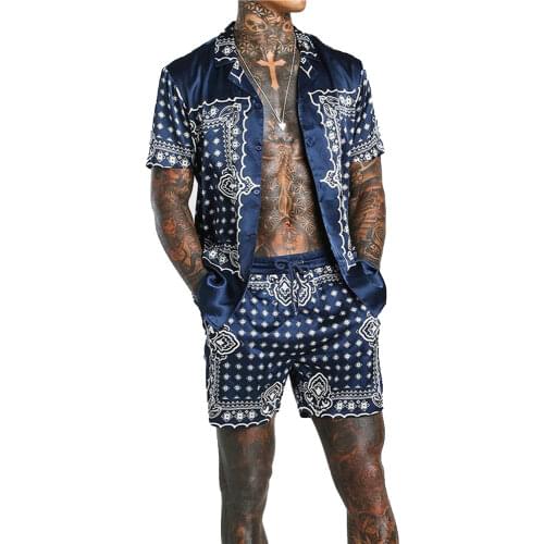 Mens Summer Outfit 2-Piece Set Short Sleeve T Shirts and Shorts Sweatsuit