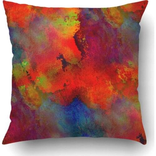 Emvency Throw Pillow Covers Orange Spring Paint Colorful Red Blue Yellow Band Watercolor with Spots and Streaks Purple Abstract