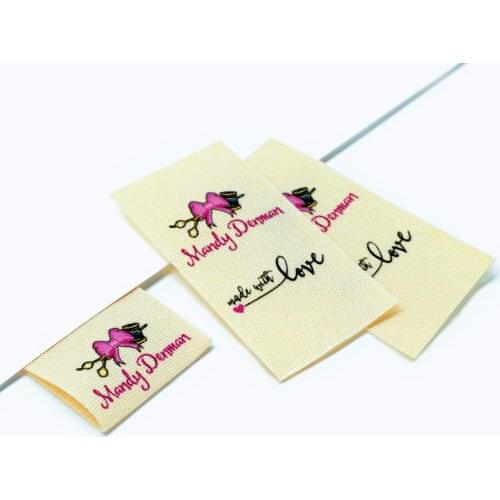 Custom Sewing label, Logo or Text - fold Tags, Personalized Brand , Printing Labels, sew on label (FR075)