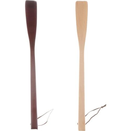 2x Wood Shoe Horn Thick Handle Boots Shoehorn Shoe Accessory Travel Use 40cm