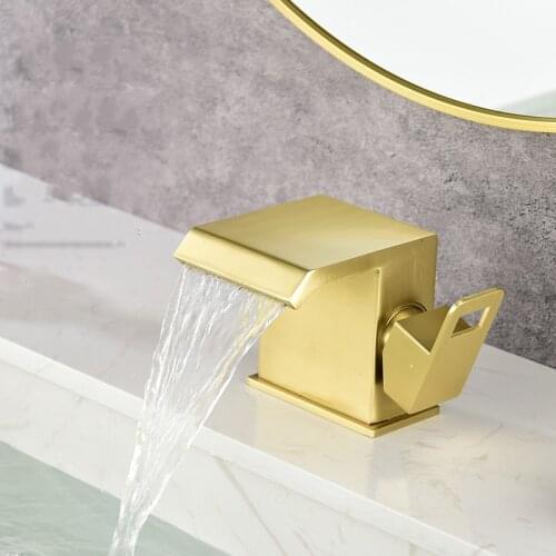 Basin Sink Faucet Luxury Waterfall Stainless Steel Single Handle Mixer Taps Cold And Hot Water Deck Mounted Bathroom Accessory