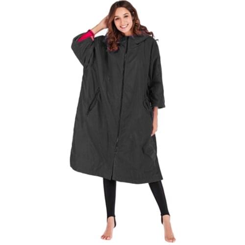 Thermal Changing Robe Jacket Long Anorak Windbreaker Beach Diving Poncho Cloak
