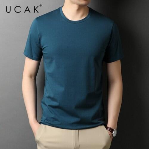 UCAK Brand Classic Solid Color O-Neck Cotton T Shirt Men Clothes Summer NEW Arrivals Streetwear Casual Tshirt Male Homme U5454