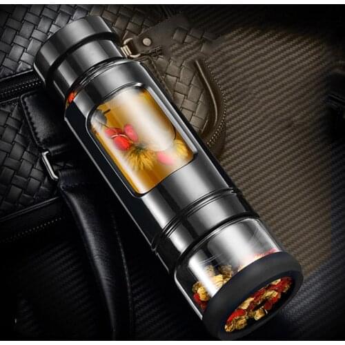 KAXIFEI High quality 430ML Glass water bottle with tea infuser water tea bottle heat-resisting 4 colors