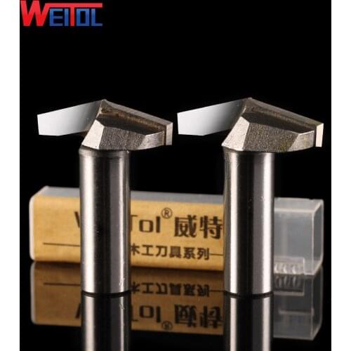 Weitol 1 pcs 1/2 inch Woodworking Cutter Double Edging Router Bits for wood carbide 30 degree V engraving bit