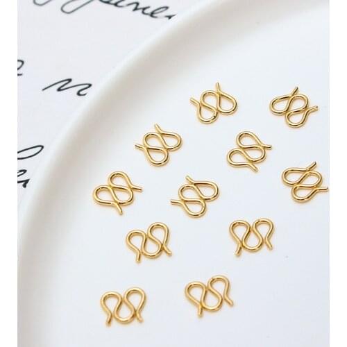 10PCS 7*8MM 14K Gold Plated Brass M W Shape Necklaces Bracelets Clasps High Quality Diy Jewelry Findings Accessories