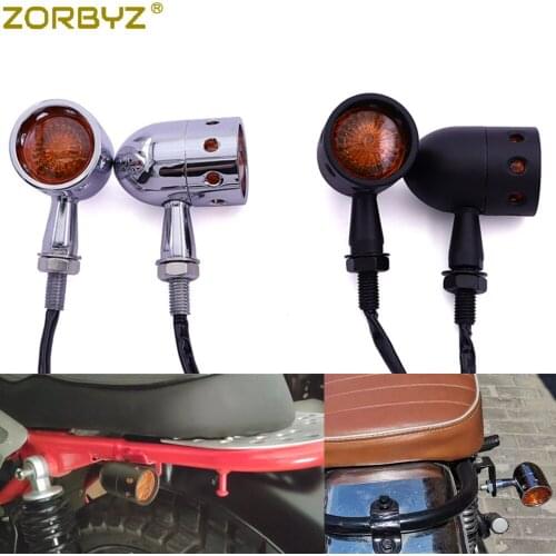 ZORBYZ Motorcycle 12V E11 Metal Bullet Retro Vintage Hollow Turn Signal Amber Indicator Light For Harley Honda Yamaha