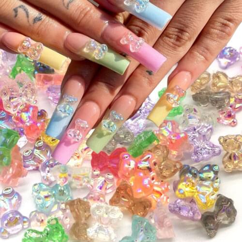 3 Size Cute Bear 3D Nail Art Decorations Fashion Polish UV Gel DIY Ornaments Random Color Manicure Accessories 1/5/10/20pcs