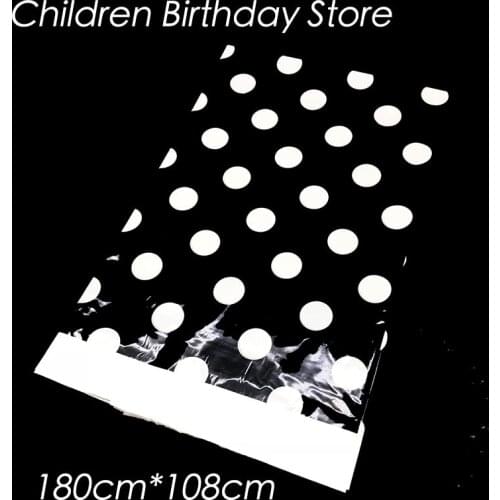 1pcs/lot black polka dots disposable tablecloths dots theme birthday party decorations black white dots plastic tablecloths