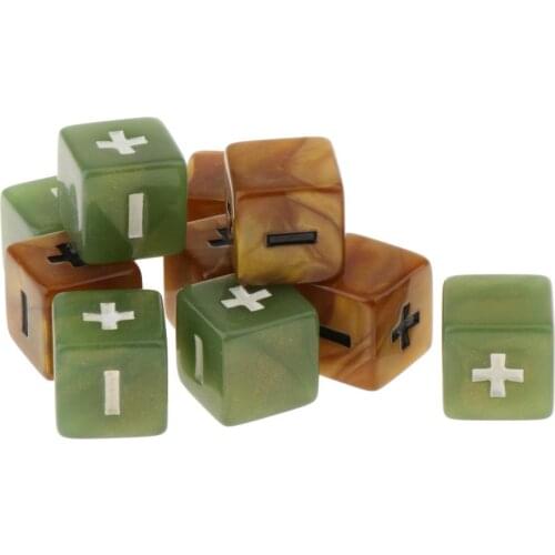 10pcs/pack 6 Sided Maths Dices Role Playing Game Polyhedral Dices Green + Brown