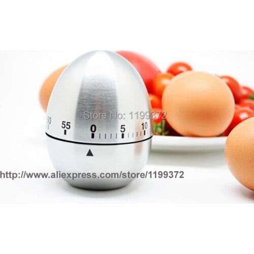 100pcs/lot Kitchen Mechanical Egg Cooking Timer Alarm 60 Minutes Stainless Steel Egg Shape Timer Kitchen Tableware Home Gift