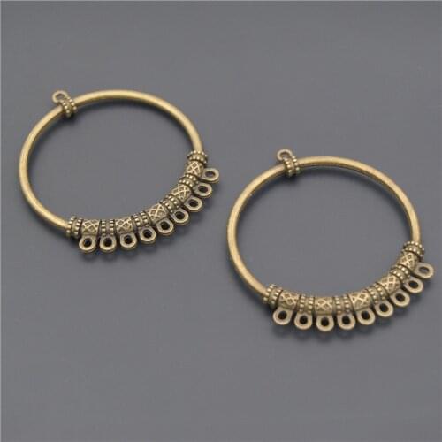 2pcs Wholesale d Style Bronze Zinc Alloy Hollow Out Round Chandelier Jewelry Pendants Charms Finding A2339