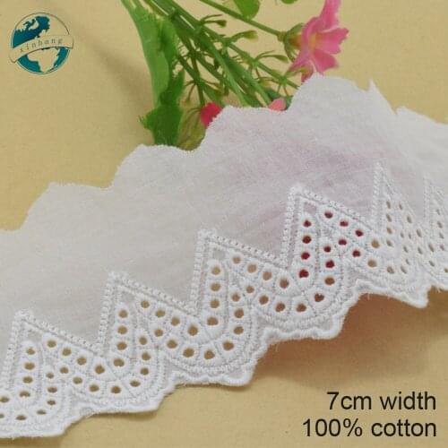 3yards 7cm white 100% cotton embroidery lace french lace ribbon fabric guipure diy trims warp knitting sewing Accessories#3250