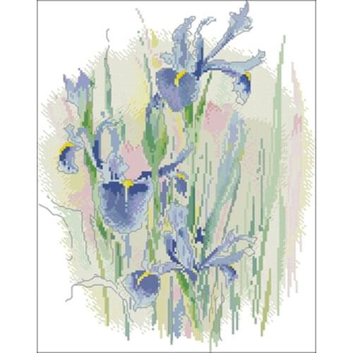Watercolor painting purple iris counted 11CT 14CT 18CT Cross Stitch Set DIY Cross-stitch Kits Embroidery Needlework Home Decor