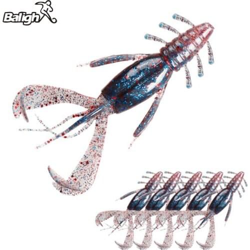 Balight 6Pcs Worm Shrimp Rubber Bait Wobbler Jigging 10cm 10g Soft Tail Fishing Lure Soft Fish Crankbait Ocean Fishing Tackle